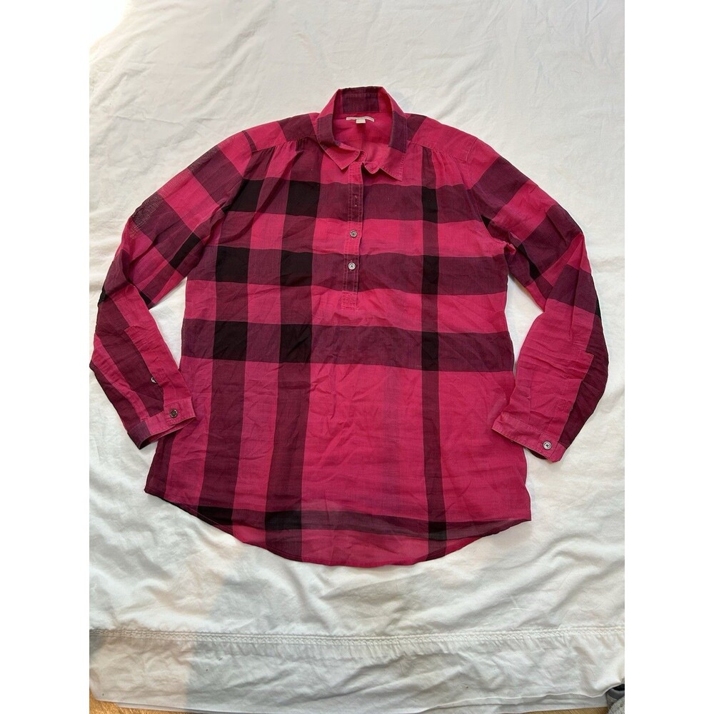 Burberry Brit Nova Plaid Button Down Shirt Women’s Small Fuchsia Pink